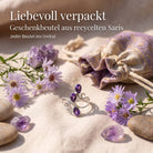 [KI] Silberring mit Amethyst und Geschenkbeutel aus recyceltem Sari