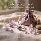 [KI] Silberring mit Amethyst und Geschenkbeutel aus recyceltem Sari