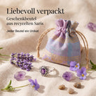 [KI] Silberring mit Amethyst und Geschenkbeutel aus recyceltem Sari