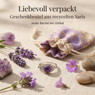 [KI] Silberring mit Amethyst und Geschenkbeutel aus recyceltem Sari