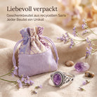 [KI] Silberring mit Amethyst und Geschenkbeutel aus recyceltem Sari