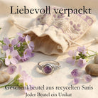[KI] Silberring mit Amethyst und Geschenkbeutel aus recyceltem Sari
