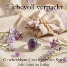 [KI] Silberring mit Amethyst und Geschenkbeutel aus recyceltem Sari
