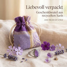 [KI] Silberring mit Amethyst und Geschenkbeutel aus recyceltem Sari