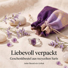 [KI] Silberring mit Amethyst und Geschenkbeutel aus recyceltem Sari