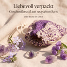 [KI] Silberring mit Amethyst und Geschenkbeutel aus recyceltem Sari