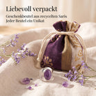 [KI] Silberring mit Amethyst und Geschenkbeutel aus recyceltem Sari