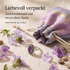 [KI] Silberring mit Amethyst und Geschenkbeutel aus recyceltem Sari