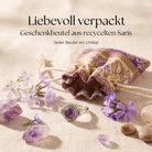 [KI] Silberring mit Amethyst und Geschenkbeutel aus recyceltem Sari