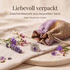[KI] Silberring mit Amethyst und Geschenkbeutel aus recyceltem Sari