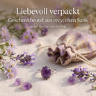 [KI] Silberring mit Amethyst und Geschenkbeutel aus recyceltem Sari