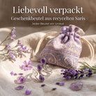 [KI] Silberring mit Amethyst und Geschenkbeutel aus recyceltem Sari