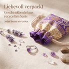 [KI] Silberring mit Amethyst und Geschenkbeutel aus recyceltem Sari