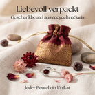 [KI] Silberring mit Granat und Geschenkbeutel aus recyceltem Sari