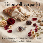 [KI] Silberring mit Granat und Geschenkbeutel aus recyceltem Sari