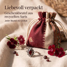 [KI] Silberring mit Granat und Geschenkbeutel aus recyceltem Sari