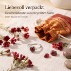 [KI] Silberring mit Granat und Geschenkbeutel aus recyceltem Sari