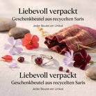 [KI] Silberring mit Granat und Geschenkbeutel aus recyceltem Sari