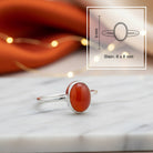 [KI] Karneolring aus Silber mit Maßangaben zu Ring und Edelstein