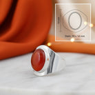 [KI] Karneolring aus Silber mit Maßangaben zu Ring und Edelstein