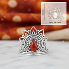 [KI] Karneolring aus Silber mit Maßangaben zu Ring und Edelstein