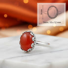 [KI] Karneolring aus Silber mit Maßangaben zu Ring und Edelstein