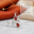 [KI] Karneolring aus Silber mit Maßangaben zu Ring und Edelstein