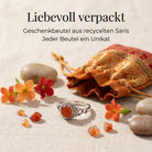[KI] Silberring mit Karneol und Geschenkbeutel aus recyceltem Sari