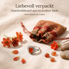 [KI] Silberring mit Karneol und Geschenkbeutel aus recyceltem Sari