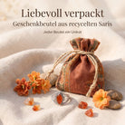 [KI] Silberring mit Karneol und Geschenkbeutel aus recyceltem Sari