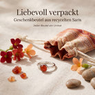 [KI] Silberring mit Karneol und Geschenkbeutel aus recyceltem Sari