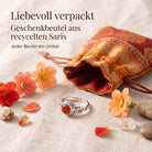 [KI] Silberring mit Karneol und Geschenkbeutel aus recyceltem Sari