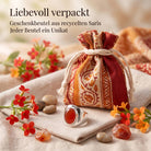 [KI] Silberring mit Karneol und Geschenkbeutel aus recyceltem Sari