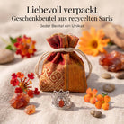 [KI] Silberring mit Karneol und Geschenkbeutel aus recyceltem Sari