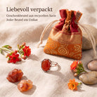 [KI] Silberring mit Karneol und Geschenkbeutel aus recyceltem Sari