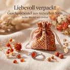 [KI] Silberring mit Karneol und Geschenkbeutel aus recyceltem Sari