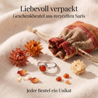[KI] Silberring mit Karneol und Geschenkbeutel aus recyceltem Sari