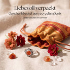 [KI] Silberring mit Karneol und Geschenkbeutel aus recyceltem Sari