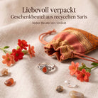 [KI] Silberring mit Karneol und Geschenkbeutel aus recyceltem Sari