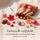 [KI] Silberring mit Karneol und Geschenkbeutel aus recyceltem Sari