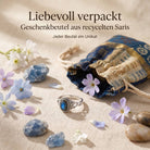 [KI] Silberring mit Labradorit und Geschenkbeutel aus recyceltem Sari