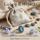 [KI] Silberring mit Labradorit und Geschenkbeutel aus recyceltem Sari