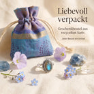 [KI] Silberring mit Labradorit und Geschenkbeutel aus recyceltem Sari