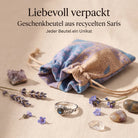 [KI] Silberring mit Labradorit und Geschenkbeutel aus recyceltem Sari