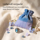 [KI] Silberring mit Labradorit und Geschenkbeutel aus recyceltem Sari