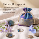 [KI] Silberring mit Labradorit und Geschenkbeutel aus recyceltem Sari