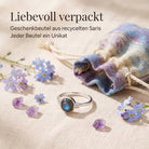 [KI] Silberring mit Labradorit und Geschenkbeutel aus recyceltem Sari