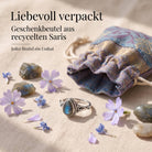 [KI] Silberring mit Labradorit und Geschenkbeutel aus recyceltem Sari
