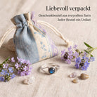[KI] Silberring mit Labradorit und Geschenkbeutel aus recyceltem Sari