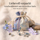 [KI] Silberring mit Labradorit und Geschenkbeutel aus recyceltem Sari